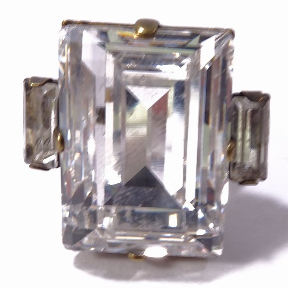DANNIJO   Cato Ring Swarovski Princess SQUARE BRASS Ring Sz 5 NWOT 240 - Picture 1 of 6